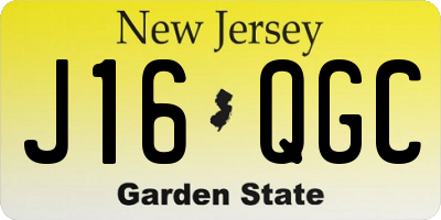NJ license plate J16QGC