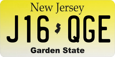 NJ license plate J16QGE