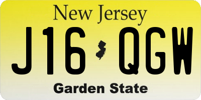 NJ license plate J16QGW