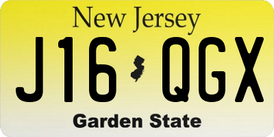 NJ license plate J16QGX