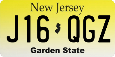 NJ license plate J16QGZ