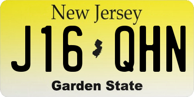 NJ license plate J16QHN