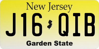 NJ license plate J16QIB