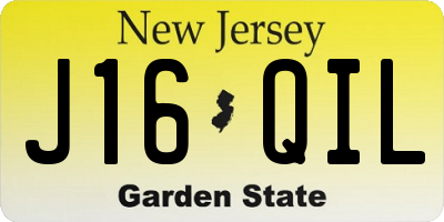 NJ license plate J16QIL