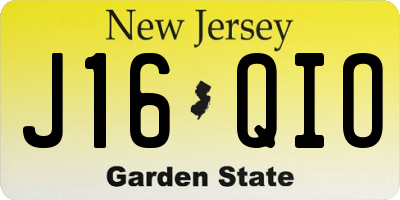 NJ license plate J16QIO