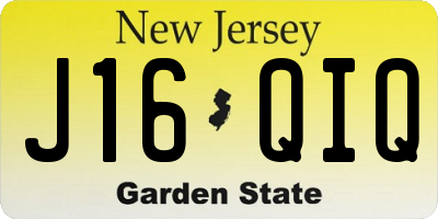 NJ license plate J16QIQ