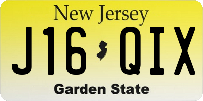 NJ license plate J16QIX