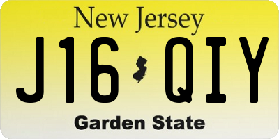 NJ license plate J16QIY