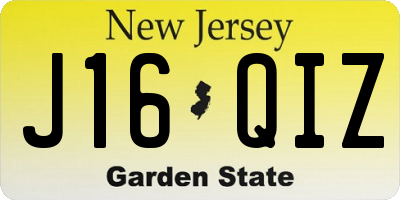 NJ license plate J16QIZ