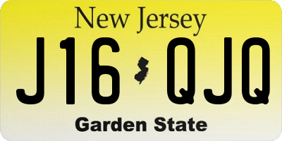 NJ license plate J16QJQ