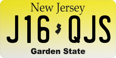 NJ license plate J16QJS