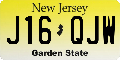 NJ license plate J16QJW