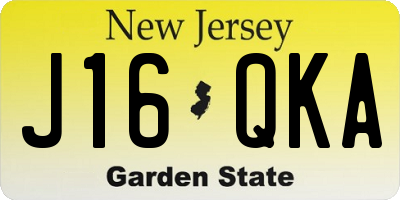NJ license plate J16QKA