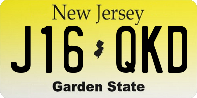 NJ license plate J16QKD