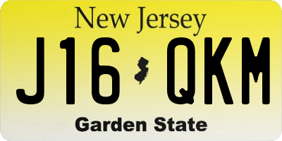 NJ license plate J16QKM