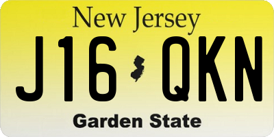 NJ license plate J16QKN
