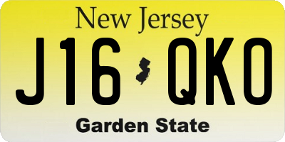 NJ license plate J16QKO
