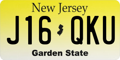 NJ license plate J16QKU