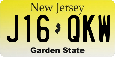 NJ license plate J16QKW