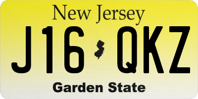 NJ license plate J16QKZ