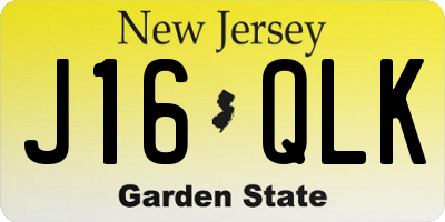 NJ license plate J16QLK