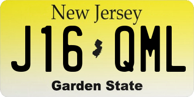 NJ license plate J16QML