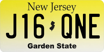 NJ license plate J16QNE