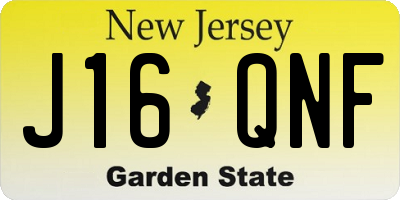 NJ license plate J16QNF