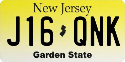 NJ license plate J16QNK