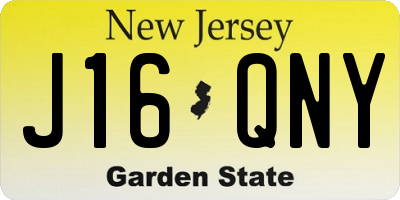 NJ license plate J16QNY