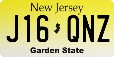 NJ license plate J16QNZ