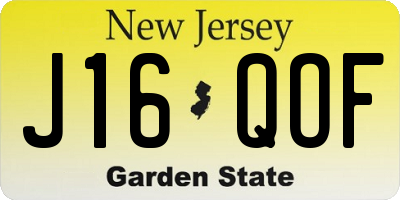 NJ license plate J16QOF