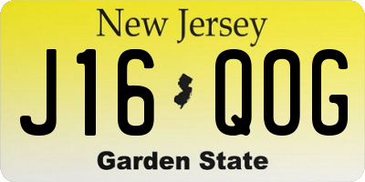NJ license plate J16QOG