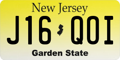 NJ license plate J16QOI