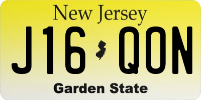 NJ license plate J16QON