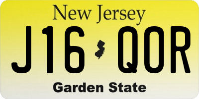 NJ license plate J16QOR