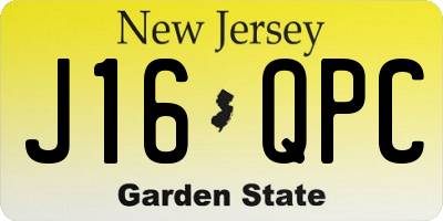 NJ license plate J16QPC
