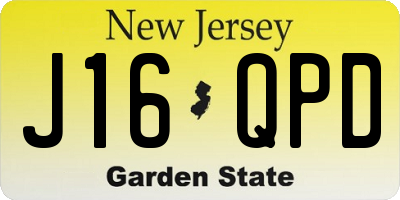 NJ license plate J16QPD