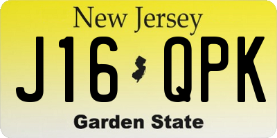 NJ license plate J16QPK