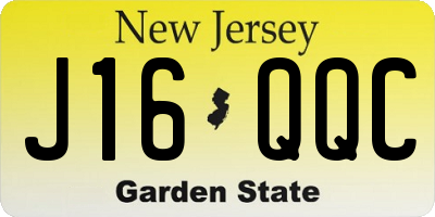 NJ license plate J16QQC