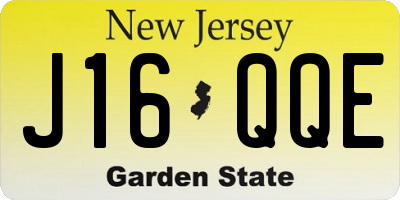 NJ license plate J16QQE