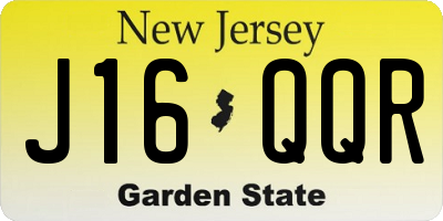 NJ license plate J16QQR