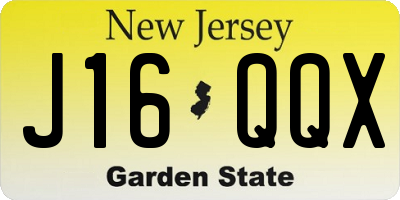 NJ license plate J16QQX