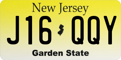 NJ license plate J16QQY
