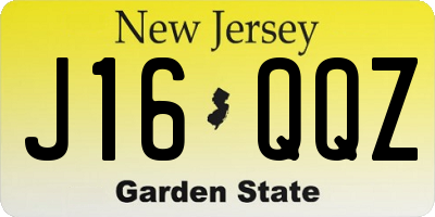 NJ license plate J16QQZ