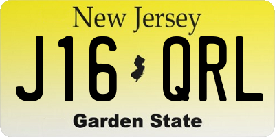 NJ license plate J16QRL