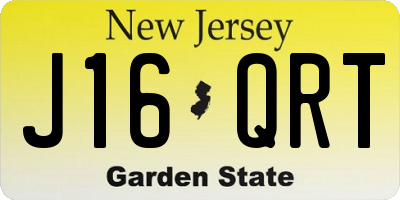 NJ license plate J16QRT