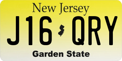 NJ license plate J16QRY