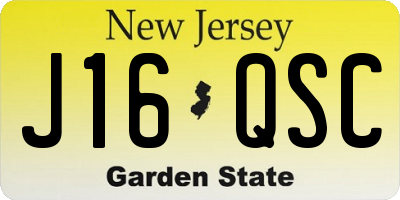 NJ license plate J16QSC
