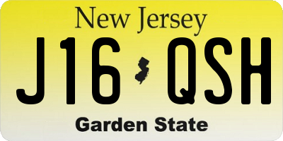 NJ license plate J16QSH